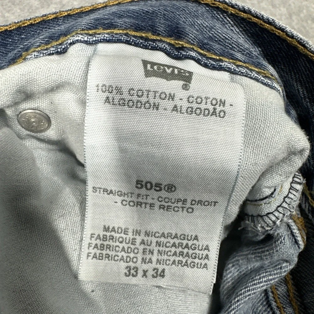 Levis 505 Regular Fit Straight Leg Jeans Y2K Men's 33x34 Medium‎ Wash Denim